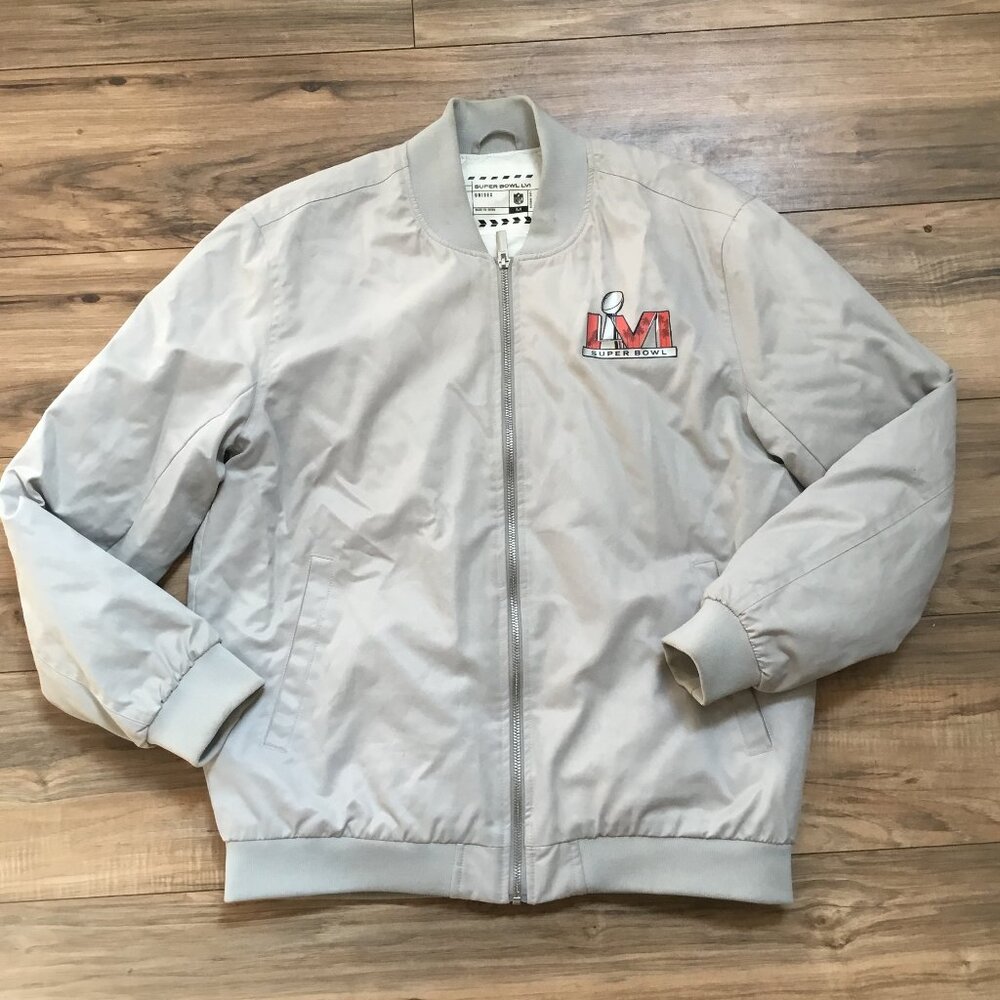 SUPER BOWL LVII Official Staff Jacket Zip Up NFL GUEST SERVICES Lined Grey M